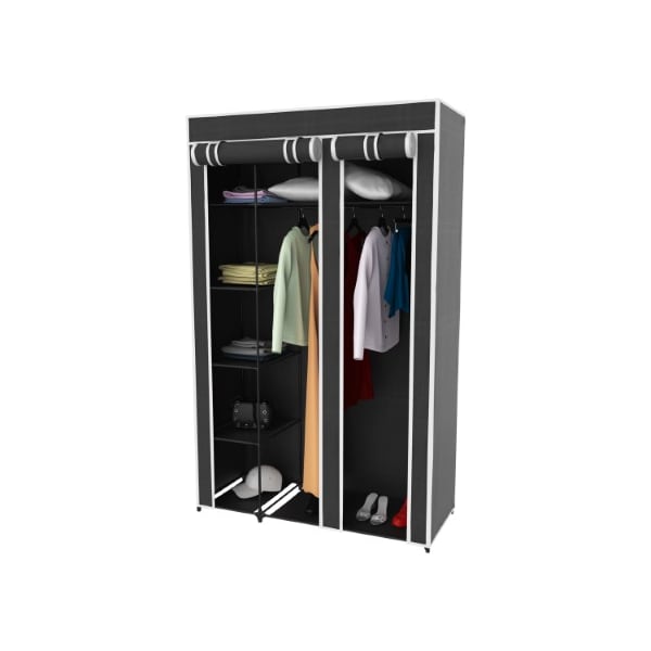 Hastings Home Wardrobe Closet Organizer with Dust Cover, Free Standing Vertical Armoire and Metal Frame 642851NXO - main